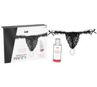 SEXY MUTANDINA NERA BRASILIANA PER DONNA CON PERLINE E LUBRIFICANTE FRAGOLA HOT