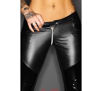 SEXY pantaloni LEGGINGS TAGLIE GRANDI cerniere NERI WETLOOK fashion GLAMOUR