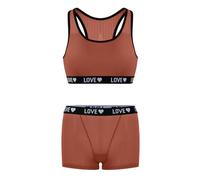 Sexy Pelle Intimo Set di biancheria intima da donna, due pezzi, Pigiama Biancheria intima senza Anelli, Set di biancheria intima Sportiva Canotta Grande, marrone, L