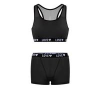 Sexy Pelle Intimo Set di biancheria intima da donna, due pezzi, Pigiama Biancheria intima senza Anelli, Set di biancheria intima Sportiva Canotta Grande, Le Noir, M