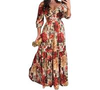 Sexy Profondo Scollo A V Stampa Vita Stretto Vestito Eleganza Moda Donna Abito Senza Maniche, Color1, M