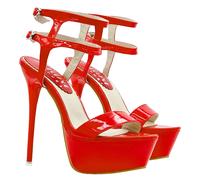 Sexy sandali cubista rosso vernice tacco 17.5 stiletto - KH101 ROSSO VERNICE