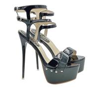 Sexy Sandali Cubista tacco a spillo 17.5 cm stiletto - KH10101 NERO VERNICE