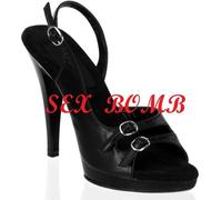 SEXY Sandali PELLE tacco 11,5 n 36 NERO mini PLATEAU cinturino fashion GLAMOUR
