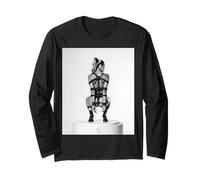Sexy Shibari Art Tees - Modello in Corda Shibari su piedistallo BW Maglia a Manica