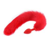 Sexy Silicone Butt Plug Fox Tail SM Games Cosplay Anal Plug Prostate Massage Adult Sex Toys For Women Erotic Sex Product(Red)