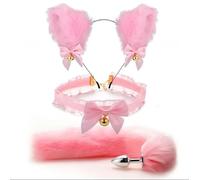 Sexy Soft Cat Ears Headbands Collar Erotic Cute Fox Tail Anal Plug Adult Game Shop Nipple Clip SM Sex Toys For Female Male(Pink ear)
