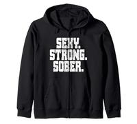 Sexy Strong Sober Anonymous Alcoholics AA NA Living Sober Felpa con Cappuccio