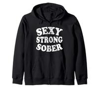 Sexy Strong Sober Anonymous Alcoholics AA NA Living Sober Felpa con Cappuccio