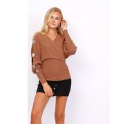 Sexy sweater cut outs maglione donna cuori strass maniche lunghe pipistrello new