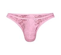 Sexy Uomini Pizzo Tanga Mutandine Mutandine Trasparente Uomini T Pantaloni Intimo Slip, Colore: rosa., L