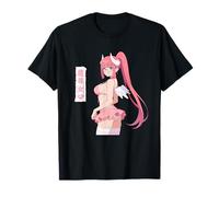 Sexy Waifu Anime Ragazza Corna Occhiali Gonna Pastello Maglietta