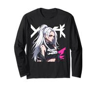 Sexy Waifu Otaku Anime Cyberpunk Ragazza Giapponese Maglia a Manica