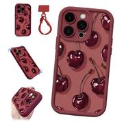 Sexy Wine Cherry Graffiti Phone Case,Wine Cherry Graffiti Full Protection Phone Cases,Creative Stylish Fruit Design Protective Covers for iPhone 12/13/14/15/16/17 Pro/Pro Max (for14 ProMax)