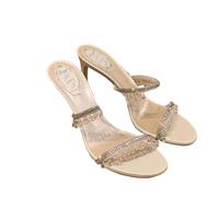 Sexy Women Sandals Thin Heel Rhinestone High Heels Open Toe Backless Slippers Fairy Style(White(8cm),37)