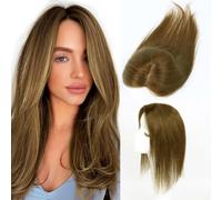 Sexycat Topper per capelli per diradamento dei capelli, da donna, capelli umani, castano chiaro, con clip, capelli umani, soffici senza frangia