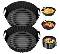 Sexyhot 2 Pezzi Contenitore Silicone Per Friggitrice ad Aria, Teglie Silicone, Aggiornati di Spessore, Nero(20.5x17.5x5cm)