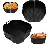 Sexyhot 3 Pezzi Teglie Silicone Friggitrice ad Aria, 2 in 1 Teglia Accessori per Air Fryer, Riutilizzabile, Materiale Alimentare, Compatibile con Philips, COSORI,6.2L