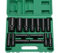 Sexyhot 8-32mm Set di chiavi a bussola lunghe, 15 Pezzi Set Bussole a Impatto, Adattatori Per Chiavi, Riparazioni Auto, Sostituzione Pneumatici, Riparazioni Elettrodomestici(27 * 22 * 6cm)