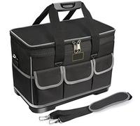 Sexyhot Borsa Attrezzi da 16 Pollici Multitasche con Base Sagomata a Prova d'Acqua, Tracolla Regolabile, per porta utensili professionali e attrezzi pesanti per il lavoro, Nero