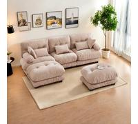 Seyakany Divano componibile Grand Cloud a 5 posti, comodo divano ad angolo, tessuto velluto e design ergonomico, imbottitura 100% memory foam, 300 x 143 x 80 cm, in salotto, ufficio, cachi