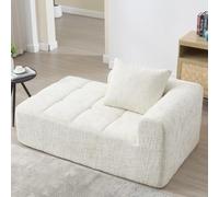Seyakany Divano moderno 1 posto con 1 cuscino, divano ad angolo con tasche laterali per telecomando e telefono cellulare, sedia a sdraio con pulito ed elegante, nessun assemblaggio richiesto, beige