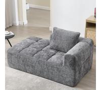 Seyakany Divano moderno 1 posto con 1 cuscino, divano ad angolo con tasche laterali per telecomando e telefono cellulare, sedia a sdraio con pulito ed elegante, nessun assemblaggio richiesto, grigio