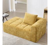 Seyakany Divano moderno 1 posto con 1 cuscino, divano ad angolo con tasche laterali per telecomando e telefono cellulare, sedia a sdraio con pulito ed elegante, nessun assemblaggio richiesto, giallo