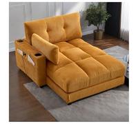 Seyakany Sedia Palm, Divano, Imbottito a Righe Soffice, Corrimano con Cuscini Rotoli, Pali per la Testa, 3 Porta Bicchieri e Una Tasca Laterale, Porta USB per Il Soggiorno, Giallo Senape