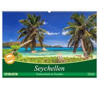 Seychellen - Traumstrände im Paradies (Wandkalender 2026 DIN A2 quer), CALVENDO Monatskalender: Fernweh, Sommer, Sonne, Strand und Meer