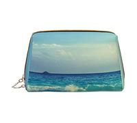 Seychelles Beach in Sunset Time Printed Makeup Bag Travel Makeup Organizer Cosmetic Brush Bags Case Leather Makeup Case Zipper Pouch Toiletry Bag For Women White, One Size, bianco, Taglia unica