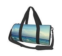 Seychelles Beach in Sunset Time Printed Round Duffel Travel Bag Round Roll Bag Gym Fitness Bag Training Handbag, Nero, Taglia Unica, Nero , Taglia unica