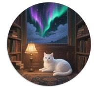 Seychelles Cat Rundes 1000 Puzzle Animals Rundes Puzzle Familienpuzzle Stressabbau-Spielzeug Für Erwachsene Einzigartiges Herausforderungsspiel 1000pcs (67.5x67.5cm)