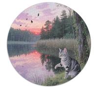 Seychelles Cat Rundes 1000 Puzzle Animals Rundes Puzzle Familienpuzzle Stressabbau-Spielzeug Für Erwachsene Reisegeschenke 1000pcs (67.5x67.5cm)