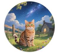 Seychelles Cat Rundes 1000 Puzzle Animals Rundes Puzzle Familienpuzzle Stressabbau-Spielzeug Für Erwachsene Familiengeschenke 1000pcs (67.5x67.5cm)