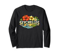 Seychelles - Isola con Fiori Tropicali Maglia a Manica