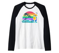Seychelles Palme Cocktail Isola Tramonto Souvenir Maglia con Maniche Raglan