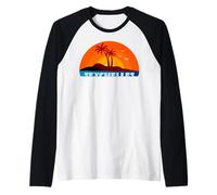 Seychelles Palme Foglie di Banano Isola Souvenir La Digue Maglia con Maniche Raglan