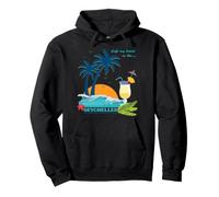 Seychelles Palme Spiaggia Isole Souvenir Felpa con Cappuccio