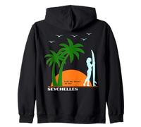 Seychelles Palme su un'isola e Spiaggia Felpa con Cappuccio