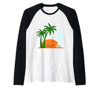 Seychelles Palme su un'isola e Spiaggia Maglia con Maniche Raglan