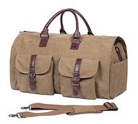 seyfocnia Borsone convertibile da viaggio, borsone porta indumenti, per uomo e donna, 2 in 1, da appendere, borsa da viaggio per lavoro, grigio scuro, Colore: marrone cachi., L, casual