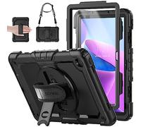 SEYMAC Custodia Antiurto per Lenovo Tab M10 Plus 3rd Gen 10,6 Pollici 2022 (TB-125F/128F) Con Pellicola Protettiva, Tracolla, Portapenne - Nero