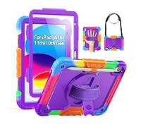 SEYMAC Custodia per bambini per iPad di 10a generazione 11,9" 2022, robusta e resistente, custodia protettiva antiurto con protezione schermo, supporto girevole, tracolla per iPad di 10a generazione