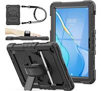 SEYMAC stock Custodia per Huawei MatePad T10 9,7'' & T10s 10,1'' con Proteggi Schermo [Cinghia da Mano Girevole a 360°] e Supporto, Custodia a Prova di Goccia per Huawei MatePad T10/T10s 2020 (Nero)