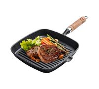 Seyrnicay Bistecchiera, antiaderente, quadrata, in ghisa, ergonomica, portatile, multifunzionale, per cucinare e grigliare all'aperto