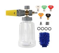 Seyrnicay Foam Cannon House Wash, spruzzatore regolabile in schiuma | Bottiglia di sapone da 1 litro con connettore da 1/4 di pollice, corpo trasparente, per la pulizia per professionisti