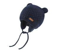 SEYUFN Cappelli invernali per neonati,Ragazze in basso,Cappelli a maglia caldi per bambino, berretto foderato in pile con paraorecchie, Blu marino, 0-6 Mesi