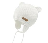 SEYUFN Cappelli invernali per neonati,Ragazze in basso,Cappelli a maglia caldi per bambino, berretto foderato in pile con paraorecchie, bianco, 6-12 Mesi