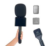 SEYUGOPTI Adattatore palmare per intervista microfono con bandiera in schiuma e plastica, supporto per microfono senza fili portatile per DJI Mic 1/2 supporto adattatore per microfono senza fili per